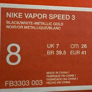 Nike Vapor Speed 3 Black and Gold, worn once